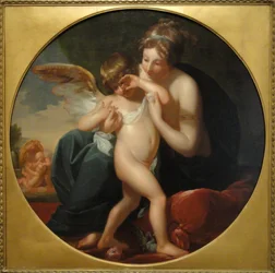 Cupido, picado por una abeja, es consolado por su madre